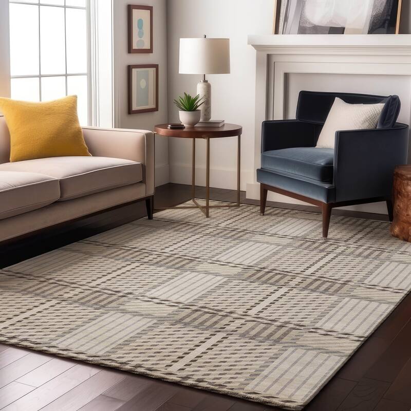 Premium Washable Super Soft Modern Plaid Mayfield Rug - Ivory - 9' x 12'