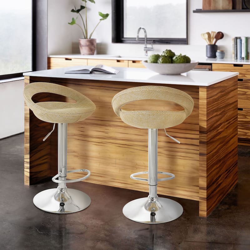 Rattan Barstool with Adjustable Base Set of 2