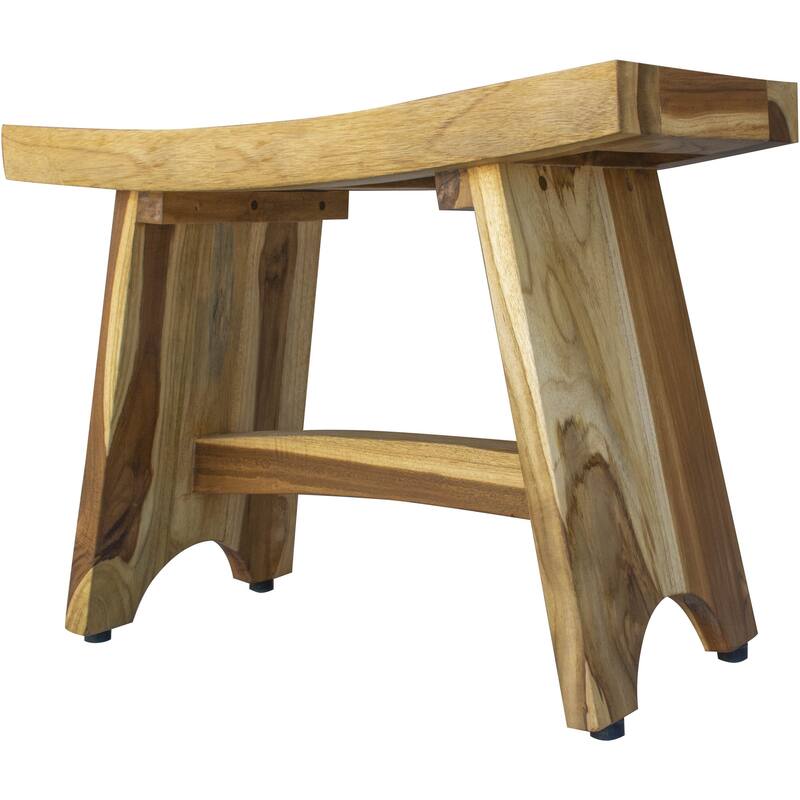 Compact Curvilinear Teak Shower / Outdoor Bench in Natural Finish