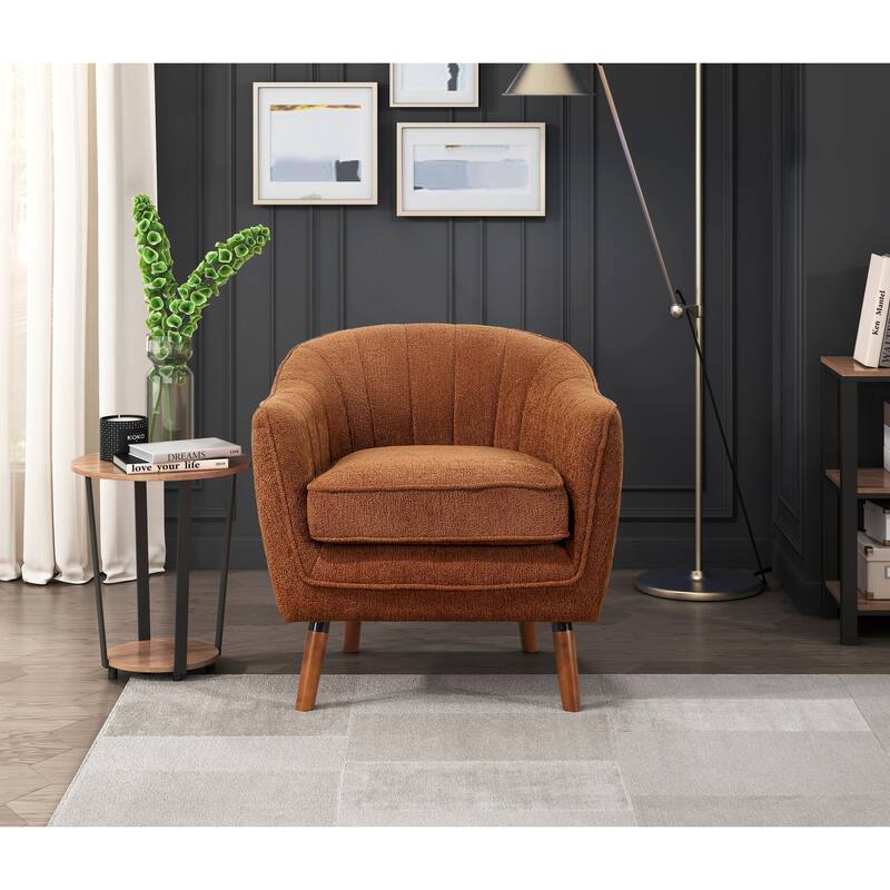 Mid-Century Modern Chenille Armchair with Channel Stitching