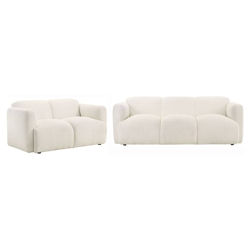 Dorset Upholstered Round Track Arm Sofa Set - N/A - White - 2 Piece