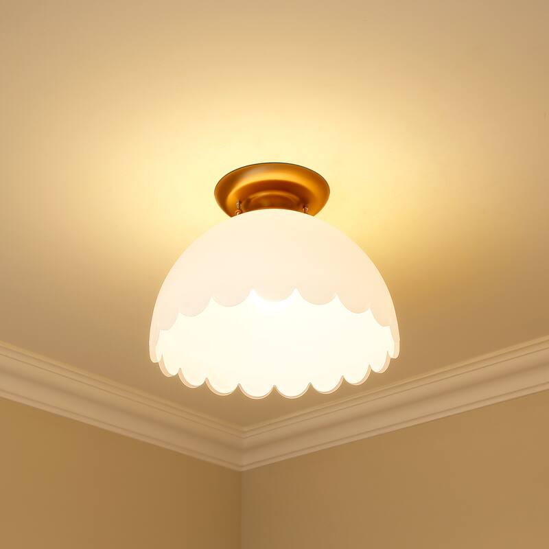 Dorinda 12.25" Wide 1-Light Semi-flush with Opal Shade