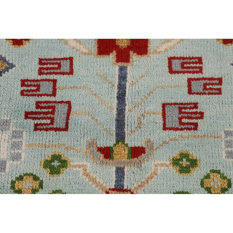 Light Blue Kazak Oriental Area Rug Handmade Wool Carpet - 7'10"x 9'10"