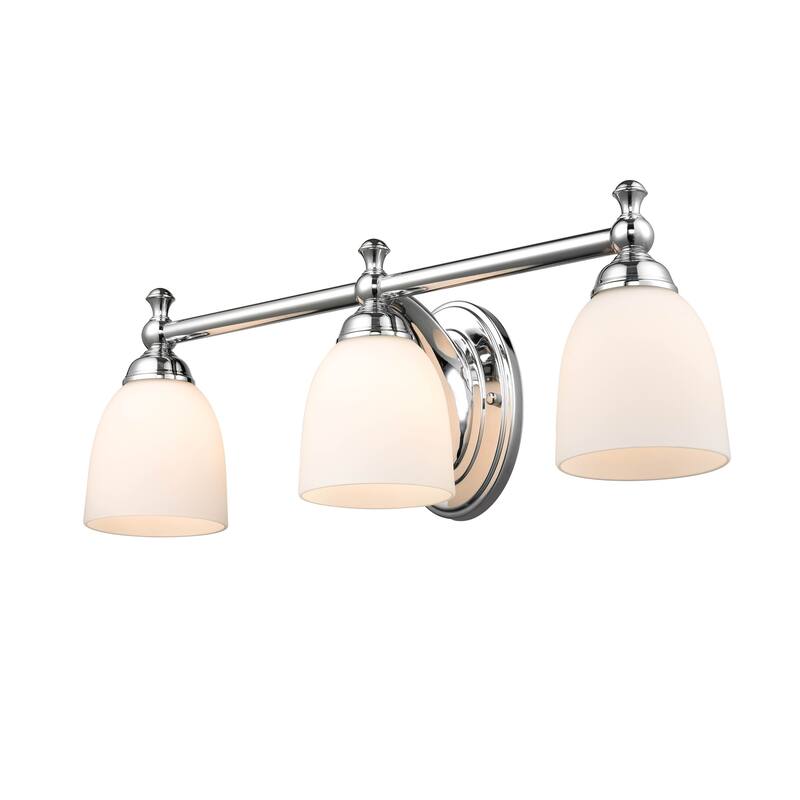 Millennium Lighting 3 Light Vanity Fixture in Multiple Finishes with Frosted Glass Shades