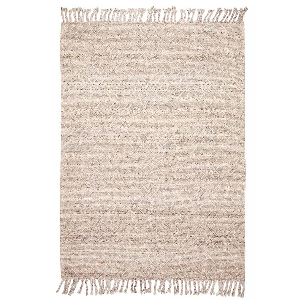 ECARPETGALLERY Braid weave Sienna Light Khaki Wool Rug - 5'4 x 7'6