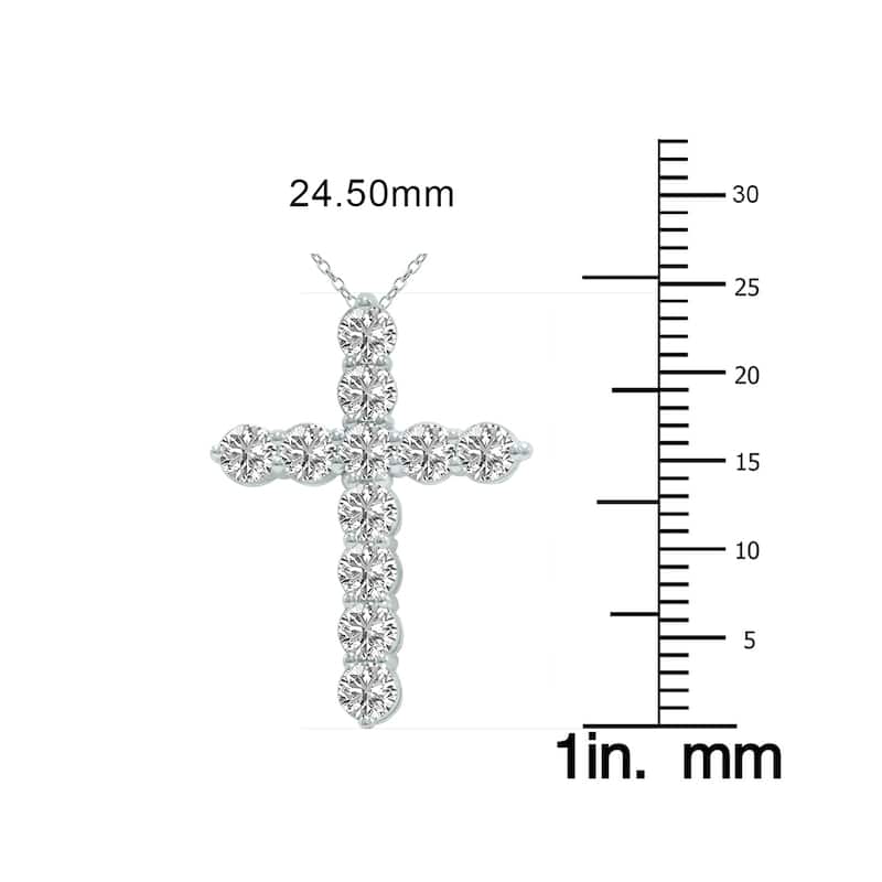 Marquee 1 Carat TW Lab Grown Diamond Religious Cross Pendant in 14K White Gold