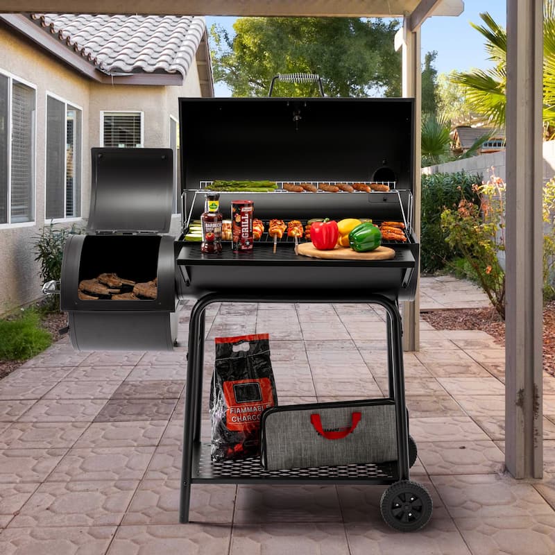 Royal Gourmet CC1830FC, Charcoal Grill with Smoker and Cover, black
