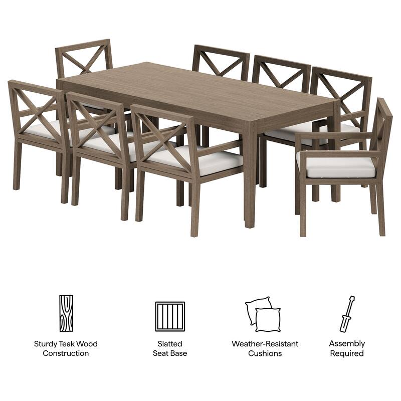Northlake 9-Piece Outdoor Patio Teak Wood Dining Set