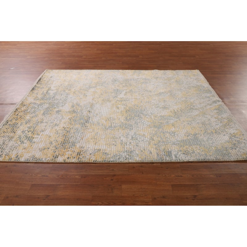 All-Over Striped Abstract Area Rug Handmade Wool Carpet - 5'6"x 7'6"