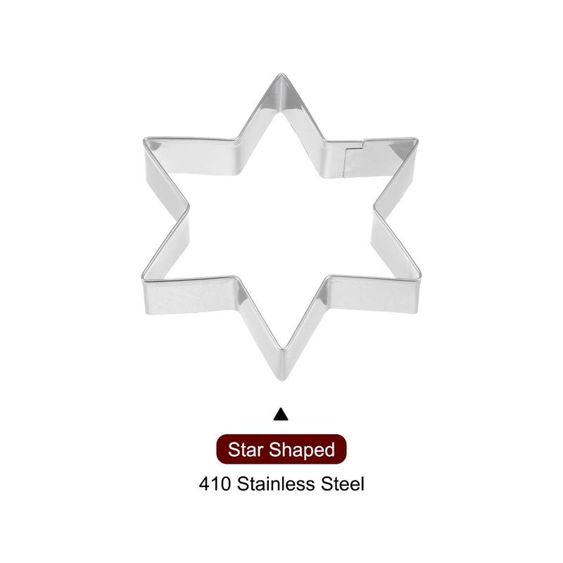 3pcs Cookie Cutters, Star Shaped Stainless Steel Biscuit Cookie Cutter - Silver