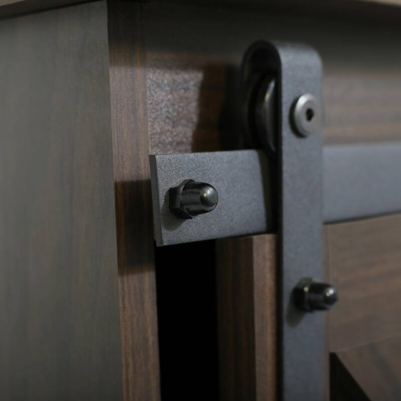 Farmhouse Wood TV Stand with Sliding Barn Door