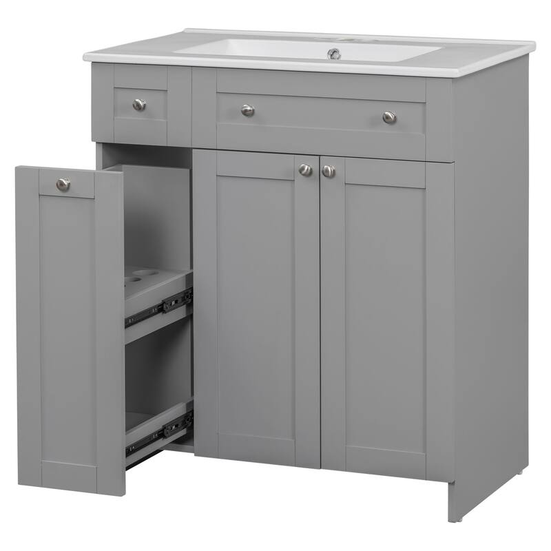 30-Inch Bathroom Vanity with Sink Combo, MDF Storage Cabinet, Soft Close Doors, and Painted Finish