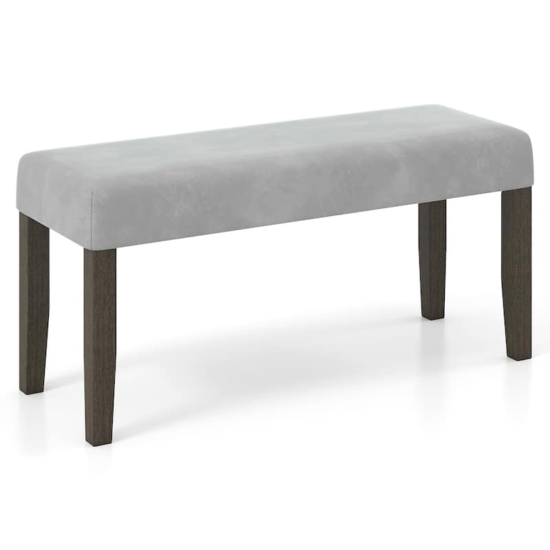 Gymax Upholstered Bedroom Bench w/Padded Seat & Solid Wood Legs for - Grey