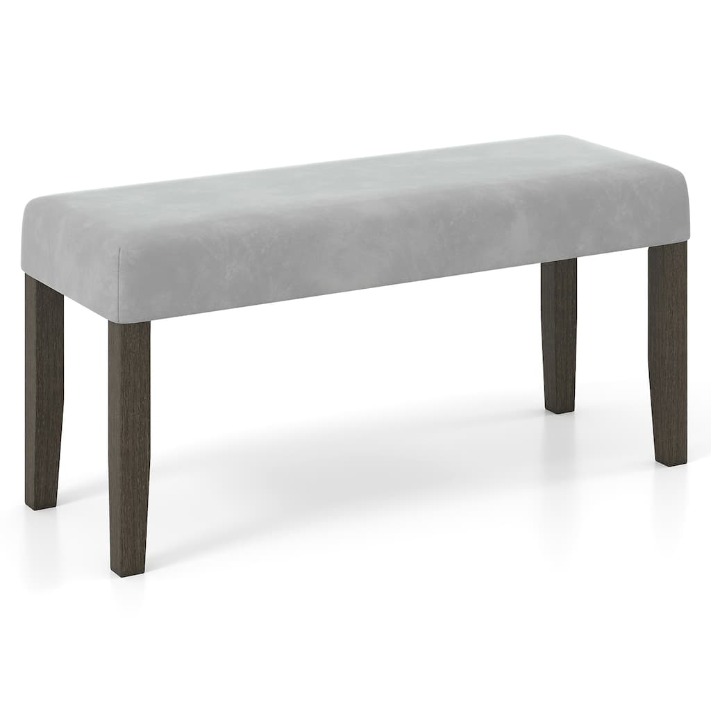 Gymax Upholstered Bedroom Bench w/Padded Seat & Solid Wood Legs for