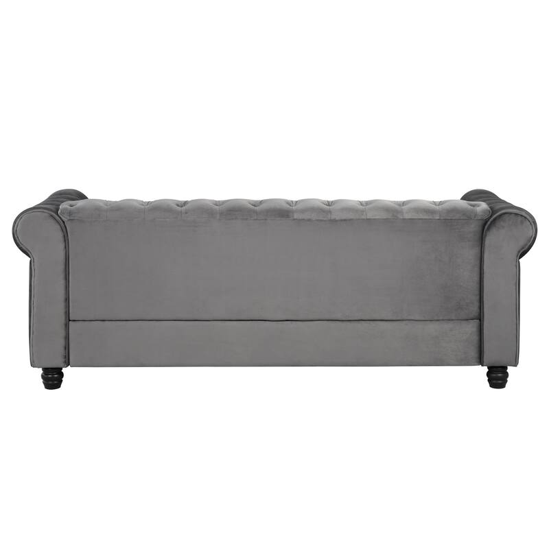 Classic Tufted Velvet Upholstered Chesterfield Club Chair and Sofa 2 Pieces with Nailhead for Living Room by Morden Fort
