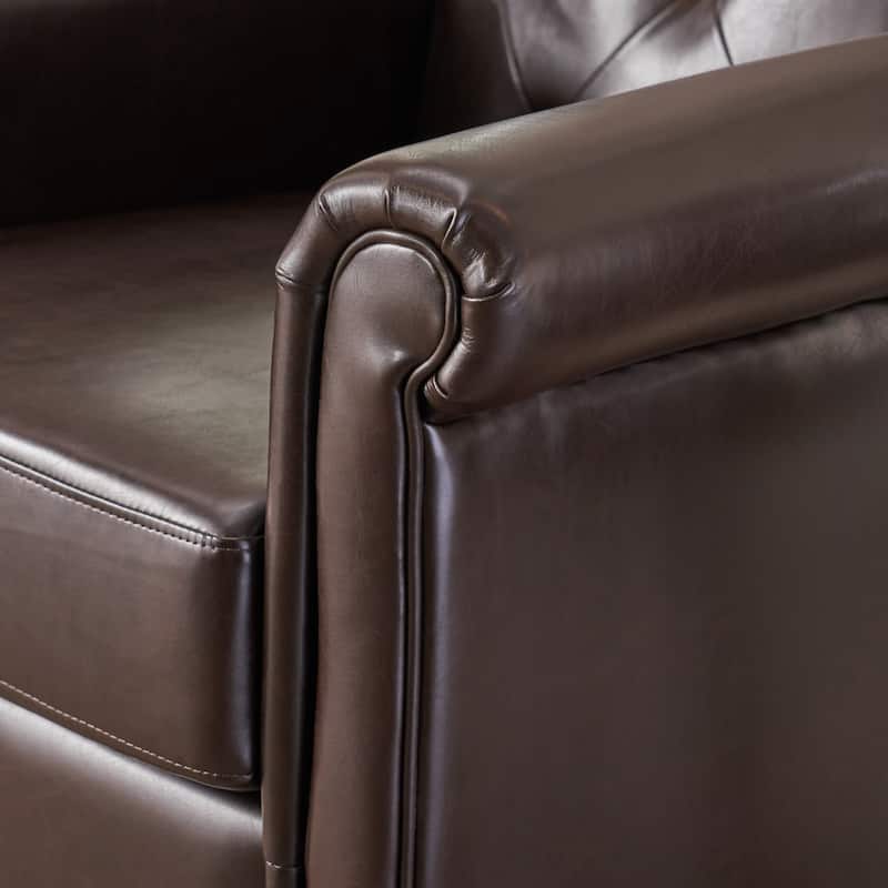 Veronica Tufted Brown Leather Club Chair by Christopher Knight Home