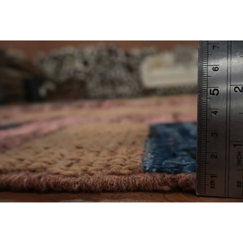 Hand Knotted Oriental 100% Wool Carpet Modern Tribal Pink Moroccan Area Rug - 9' 8'' X 6' 8''