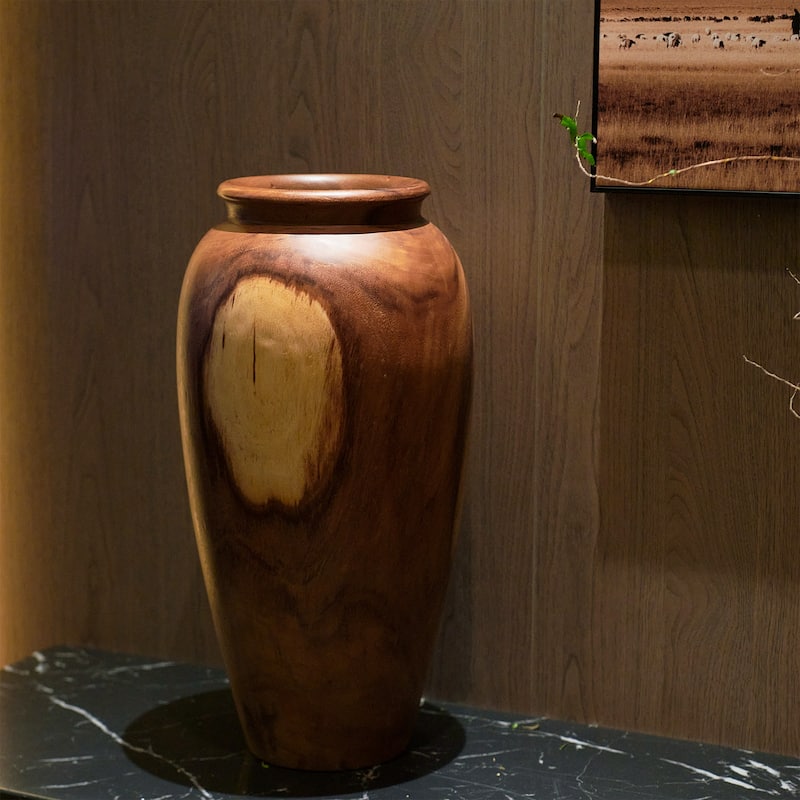 Natural Grain Suar Wood Decorative Vase