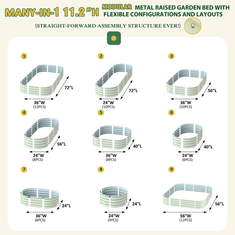 VEIKOUS 11.2" High Modular Metal Raised Garden Bed Kit, Customizable Outdoor Planter Box for Vegetables & Flowers