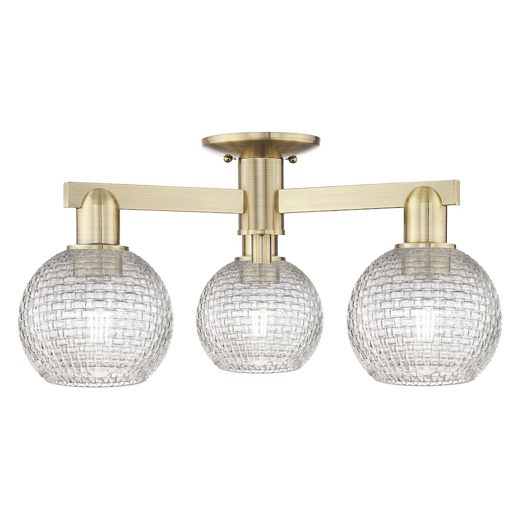 Innovations Lighting Endless Possibilities Arcadia - Athens - 3 Light 23" Basketweave Semi-Flush Mount
