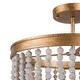 preview thumbnail 9 of 10, Cotia Boho Glam 3-light Wood Beads Semi-flush Mount Ceiling Lights Gold Chandelier - D14"*H15.5"