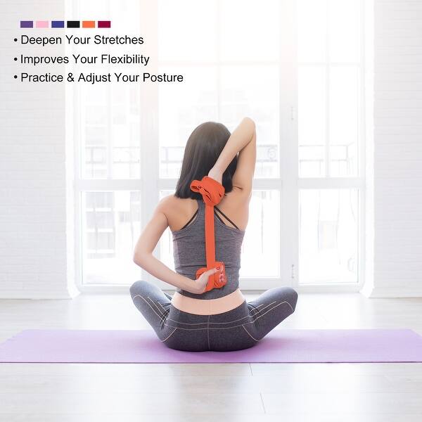 DOPENSPI Yoga Stretching Strap Mit 9 Schlaufen – Hochelastisch, Rosa – Für Pilates, Tanz, Gymnastik Und Rehabilitation
