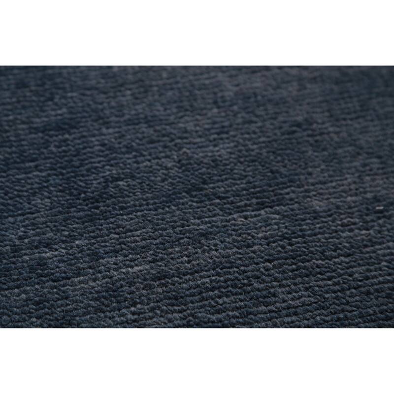 Hand Knotted Oriental 100% Wool Carpet Modern Solid Navy Blue & Blues Gabbeh Runner Rug - 7' 11'' X 2' 9''