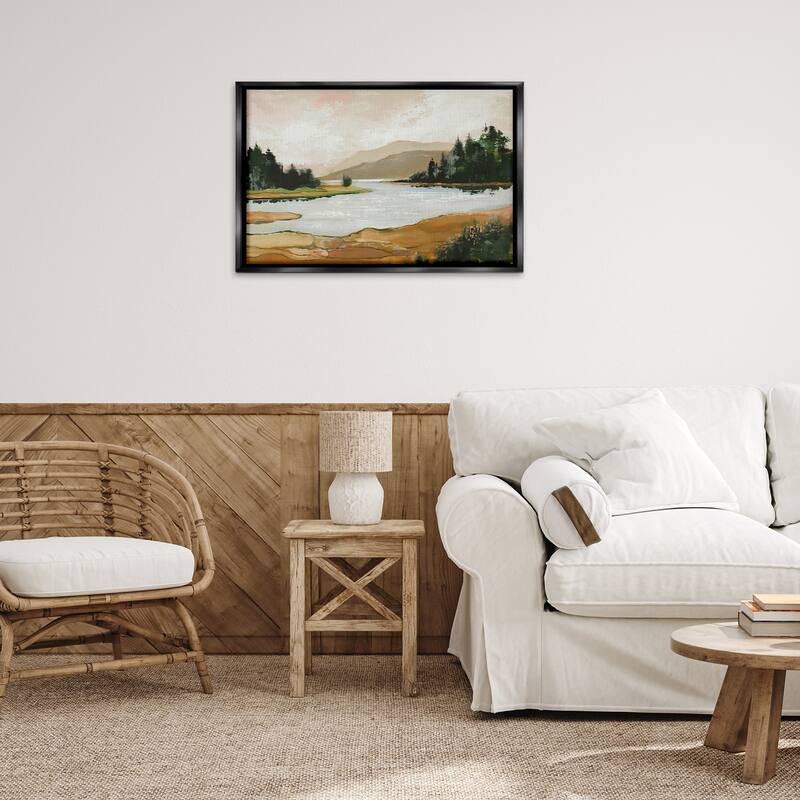 Stupell Relaxing Valley Lake Framed Floater Canvas Wall Art Design By Max Maxx