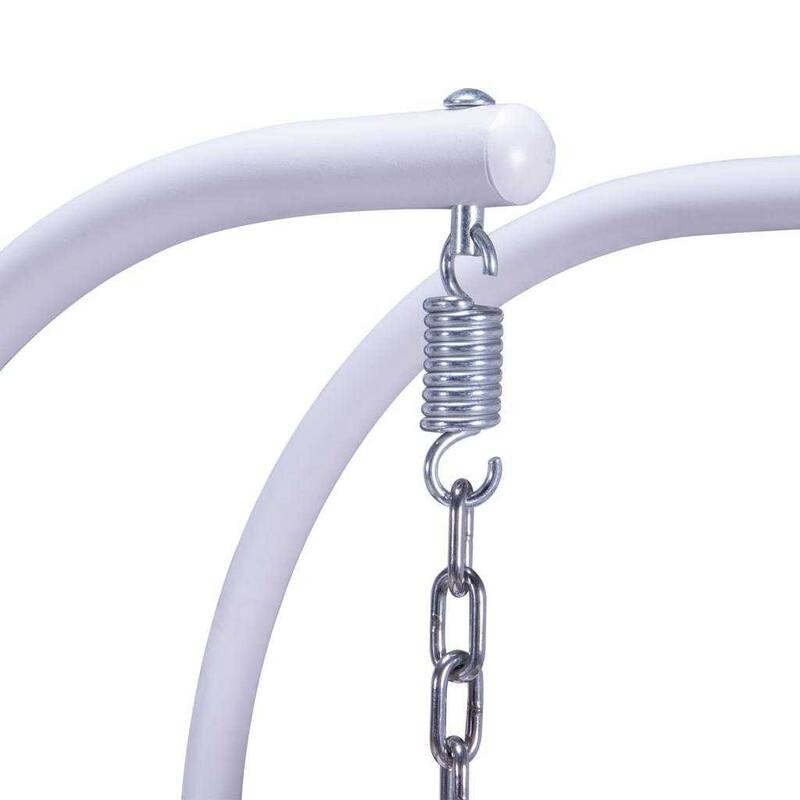 Egg-Shaped Swing Chair with Stand 2-Person Outdoor Patio Swing - Iron Frame & All-Weather Washable Cushions