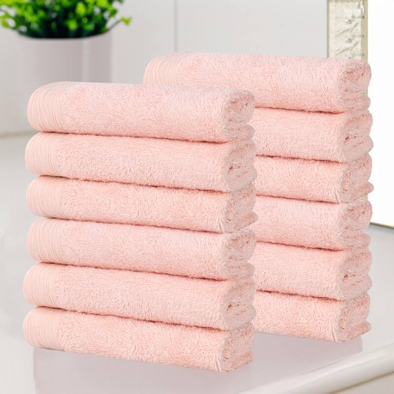 Superior Sierra Rayon From Bamboo Cotton Blend Face Towel Washcloth Set of 12