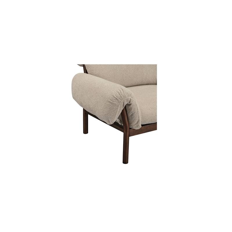 NADAAL STUDIOS Halden Lounge Chair, Spindle-Back Solid Ash Frame with Fold-Over Cushions, Ivory