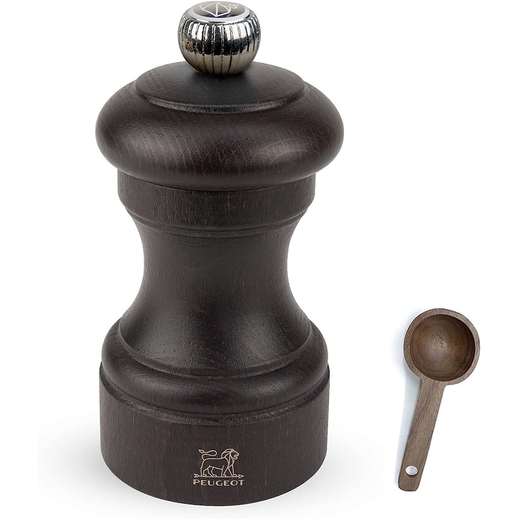 Peugeot Bistro 4-Inch Salt Mill Gift Set, Chocolate - With Scoop