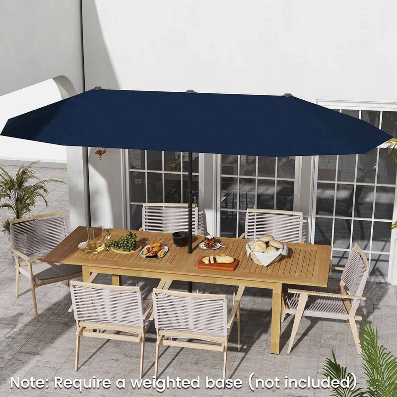 Polyester Double-Sided Patio Umbrella with Crank Handle