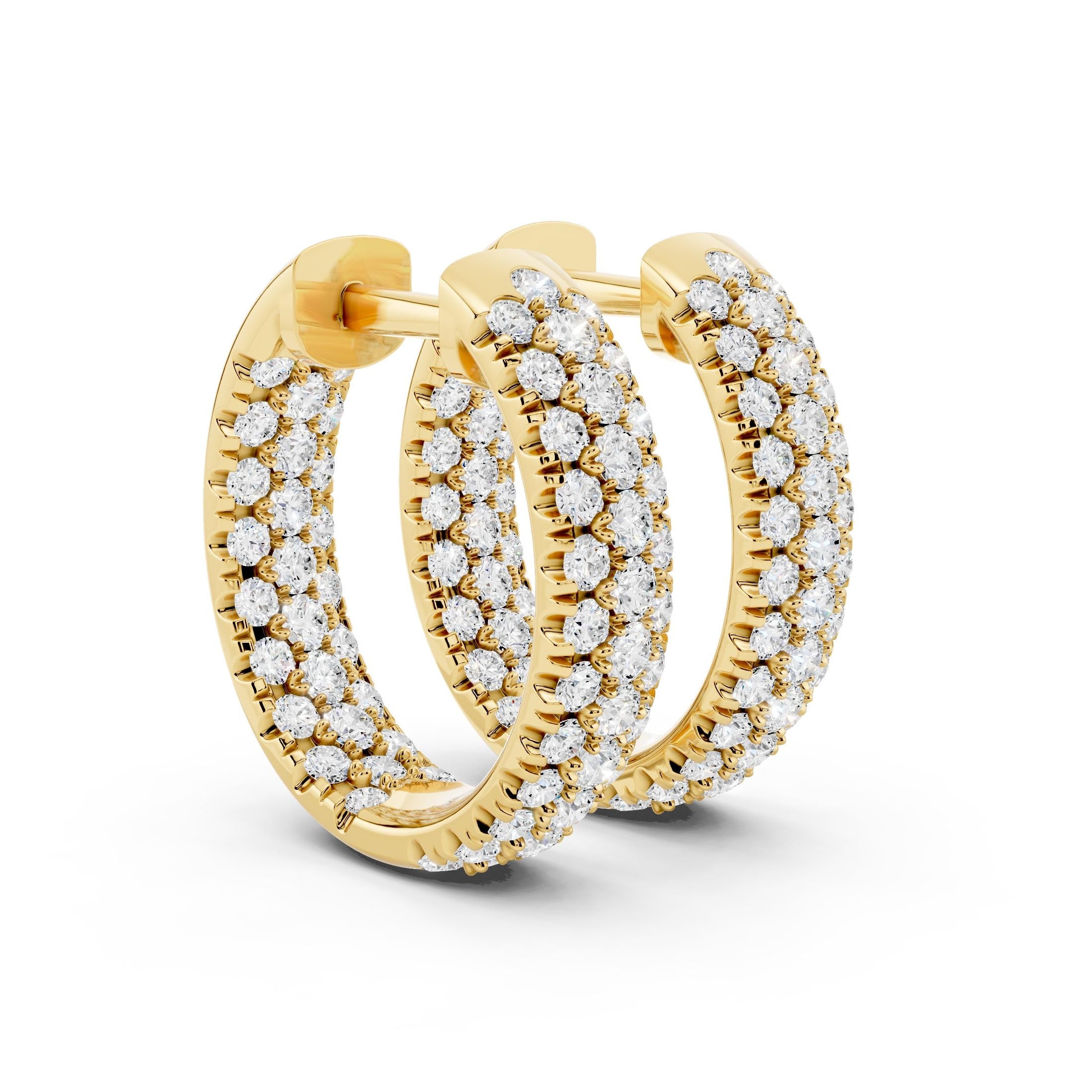Vault Classics 2.00ct TW Natural Diamond 3-Row Hoop Earrings (I VS2)