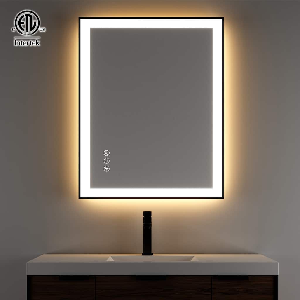 Rectangular LED Light Anti-Fog Vanity Mirror with Backlit, Front Light - 24 in. W x 36 in. H