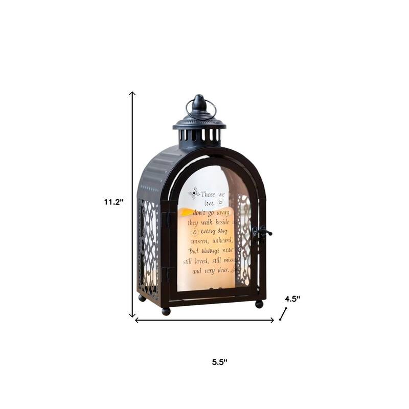 11" Clear And Black Glass And Metal Memorial Remembrance Lantern Candle Holder