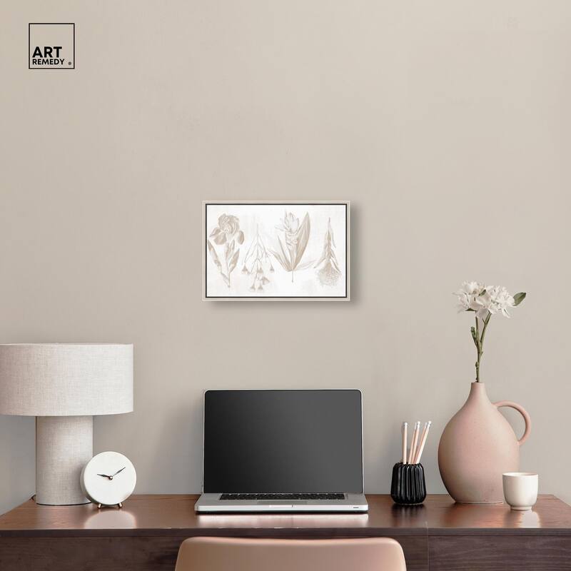 White Pressed Flora Canvas by Art Remedy