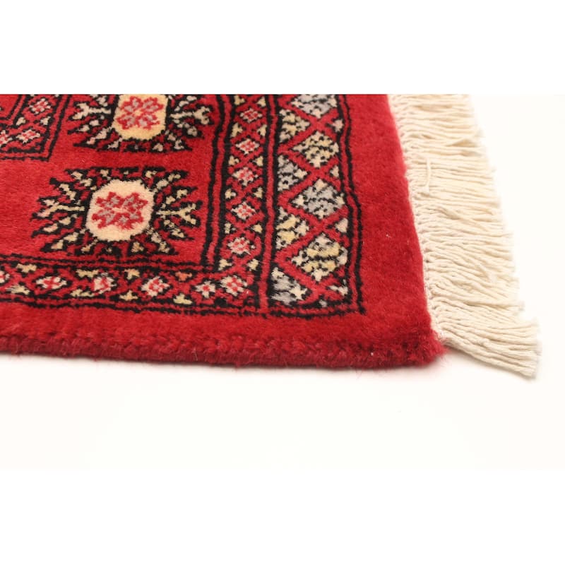 ECARPETGALLERY Hand-knotted Finest Peshawar Bokhara Red Wool Rug - 2'8 x 3'11