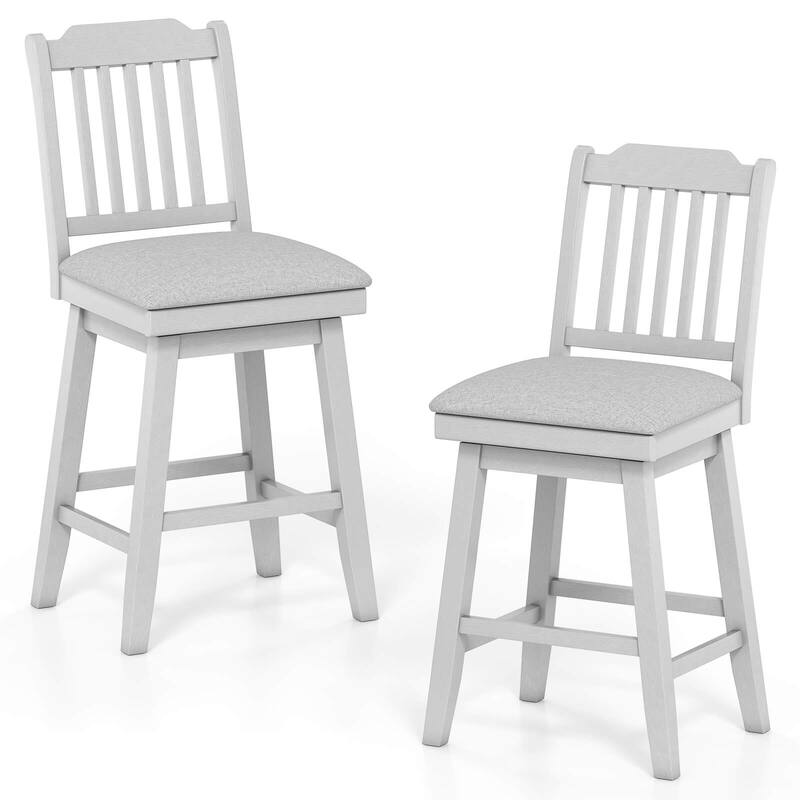 Costway 25" Counter Height Bar Stools Set of 2/4 with Slatted Back - See Details - Set of 2