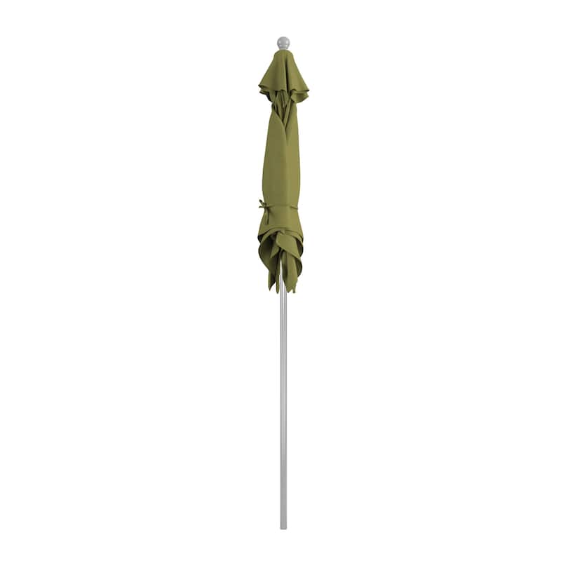 California Umbrella 6' Sq. Aluminum Frame, Fiberglass Rib Patio Umbrella, Push Open, Anodized Sliver Finish, Sunbrella Fabric