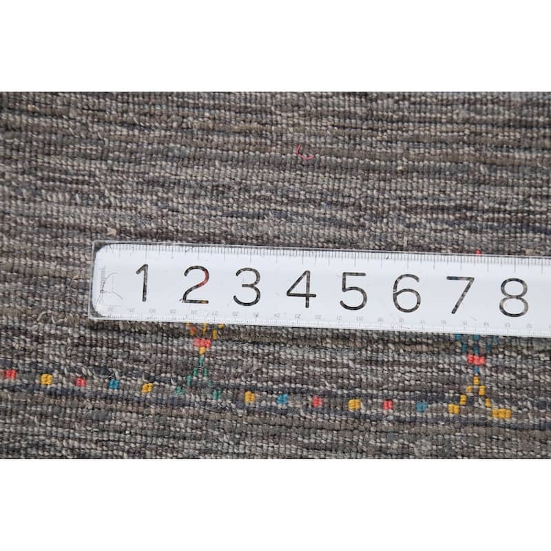 Gray Gabbeh Rug Hand-Knotted Tribal Oriental Wool Carpet - 7'10"x 9'7"