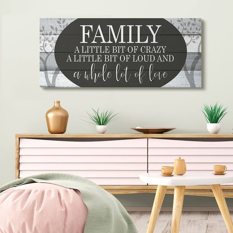Stupell Funny Loud Crazy Family Phrase Black White Home Text Canvas Wall Art