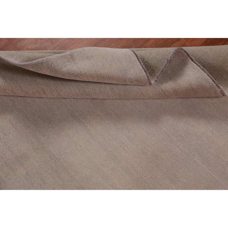 Hand Knotted Oriental 100% Wool Carpet Modern Solid Beige & Ivories Gabbeh Area Rug - 10' 3'' X 5' 2''