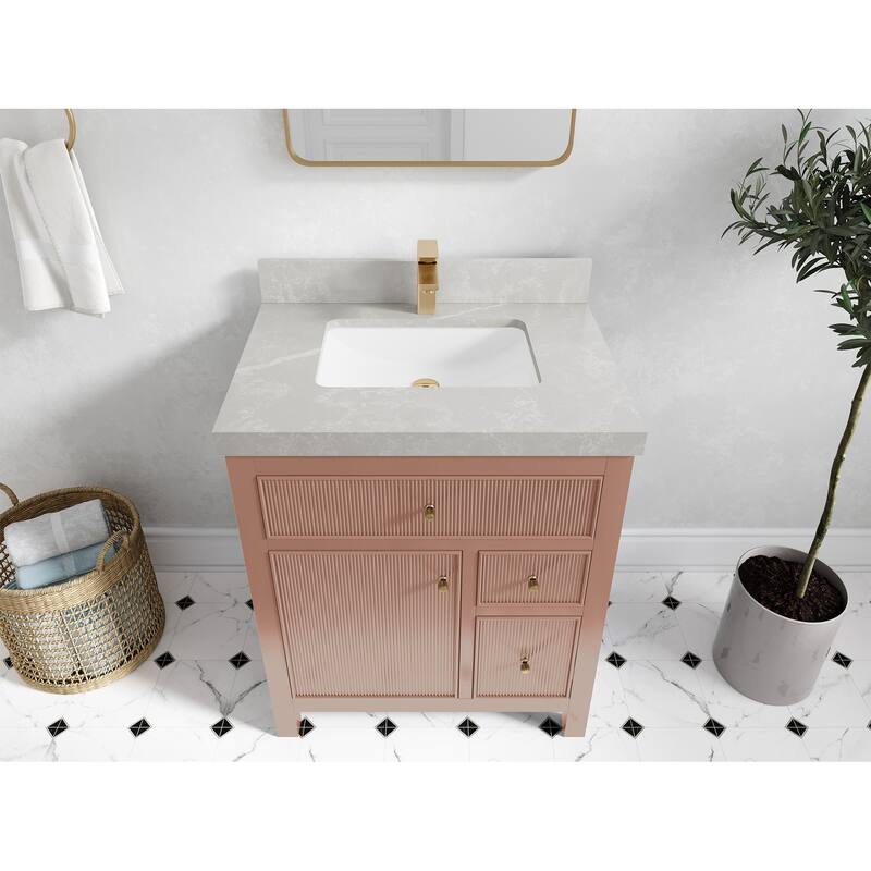 Willow Collections 30 in W x 22 in D Sonoma Free Standing Reeded Single Sink Bathroom Vanity with Countertop