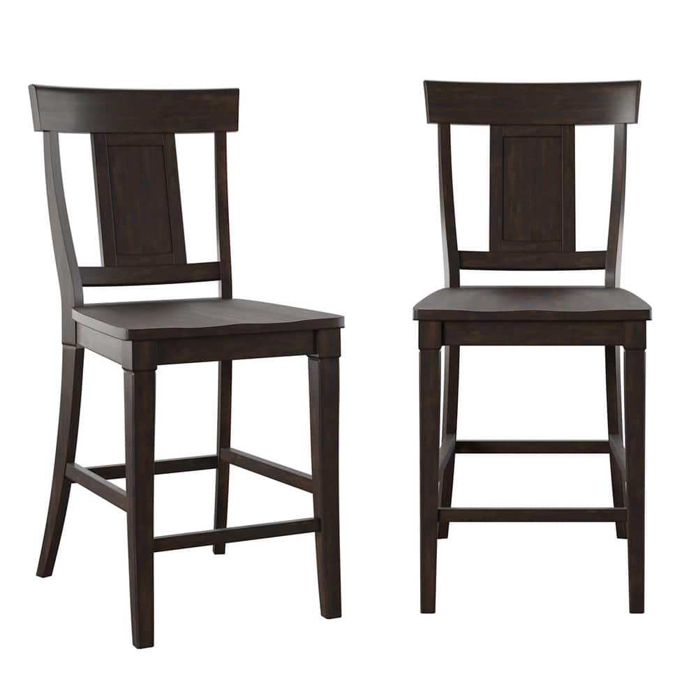 Ronda Panel Back Wood Counter Height Chairs (Set of 2)