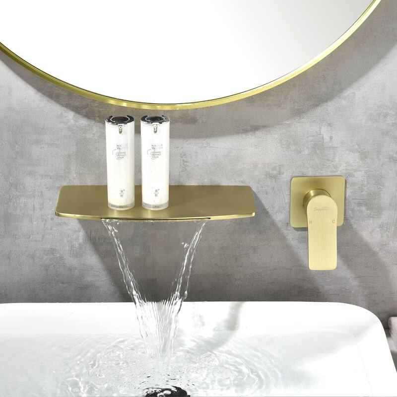 Waterfall Faucet 1-Handle Wall Mount Lavatory Faucet Mixer Tap