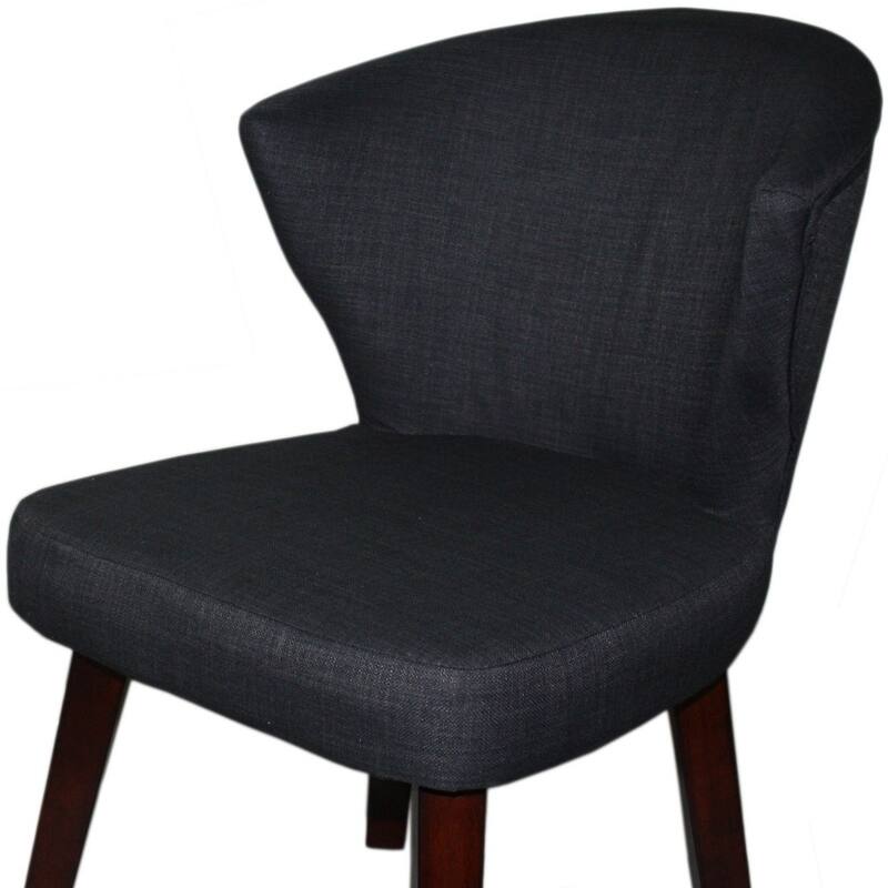 31" Dark Charcoal Grey and Black Wooden Curve Back Dining or Accent Chair - 31" x 21" x 21"