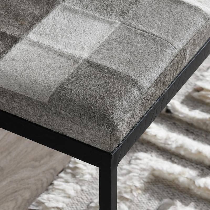 Classic Home Achen Leather Hide Ottoman Bench