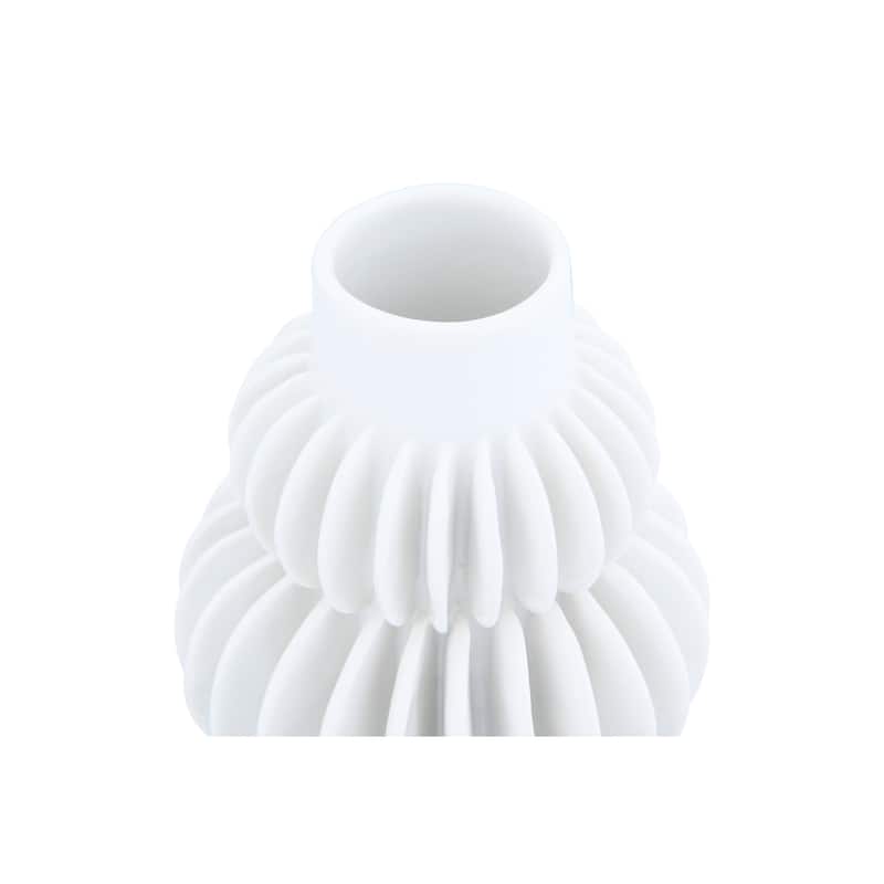 Handmade 5"H Stoneware Vase with Half Circle Pleated Design