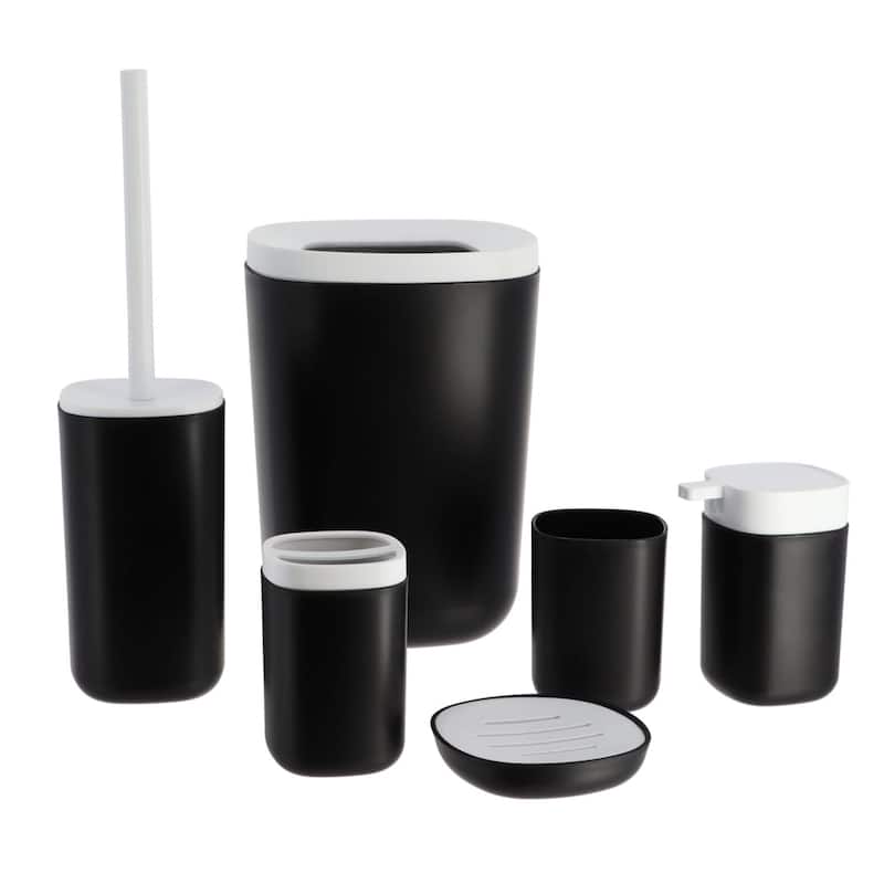 6-Piece Bathroom Accessories Set Modern Design - N/A - Black